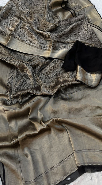 Pure Khaddi Georgette Saree with Banarasi Weaving