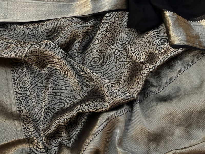 Pure Khaddi Georgette Saree with Banarasi Weaving