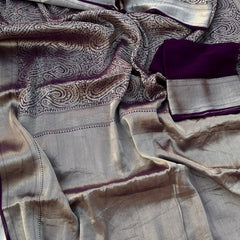 Pure Khaddi Georgette Saree with Banarasi Weaving