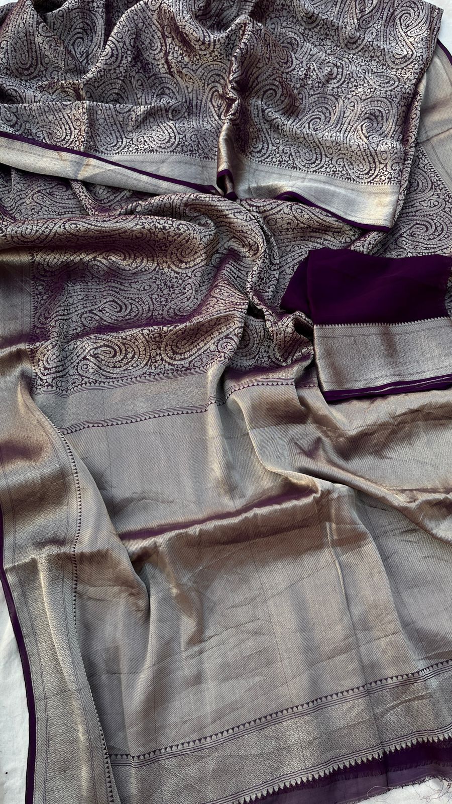 Pure Khaddi Georgette Saree with Banarasi Weaving