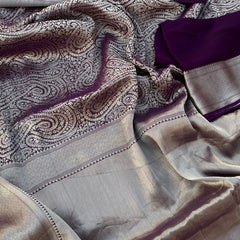 Pure Khaddi Georgette Saree with Banarasi Weaving