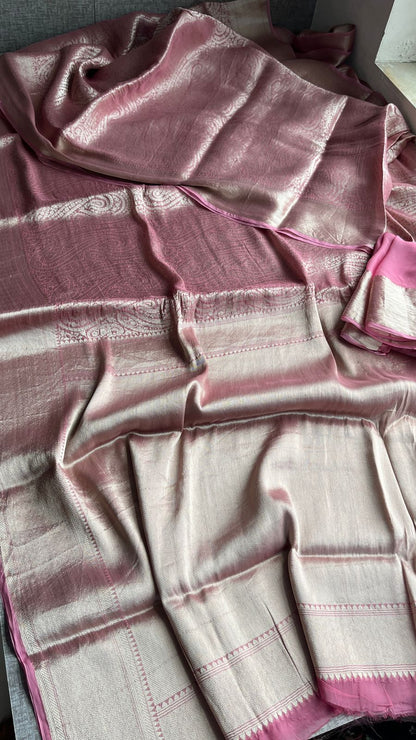 Pure Khaddi Georgette Saree with Banarasi Weaving