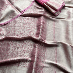 Pure Khaddi Georgette Saree with Banarasi Weaving