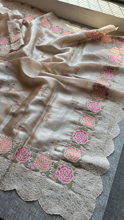 Pure Soft Tissue Silk Saree with Multithread Embroidery