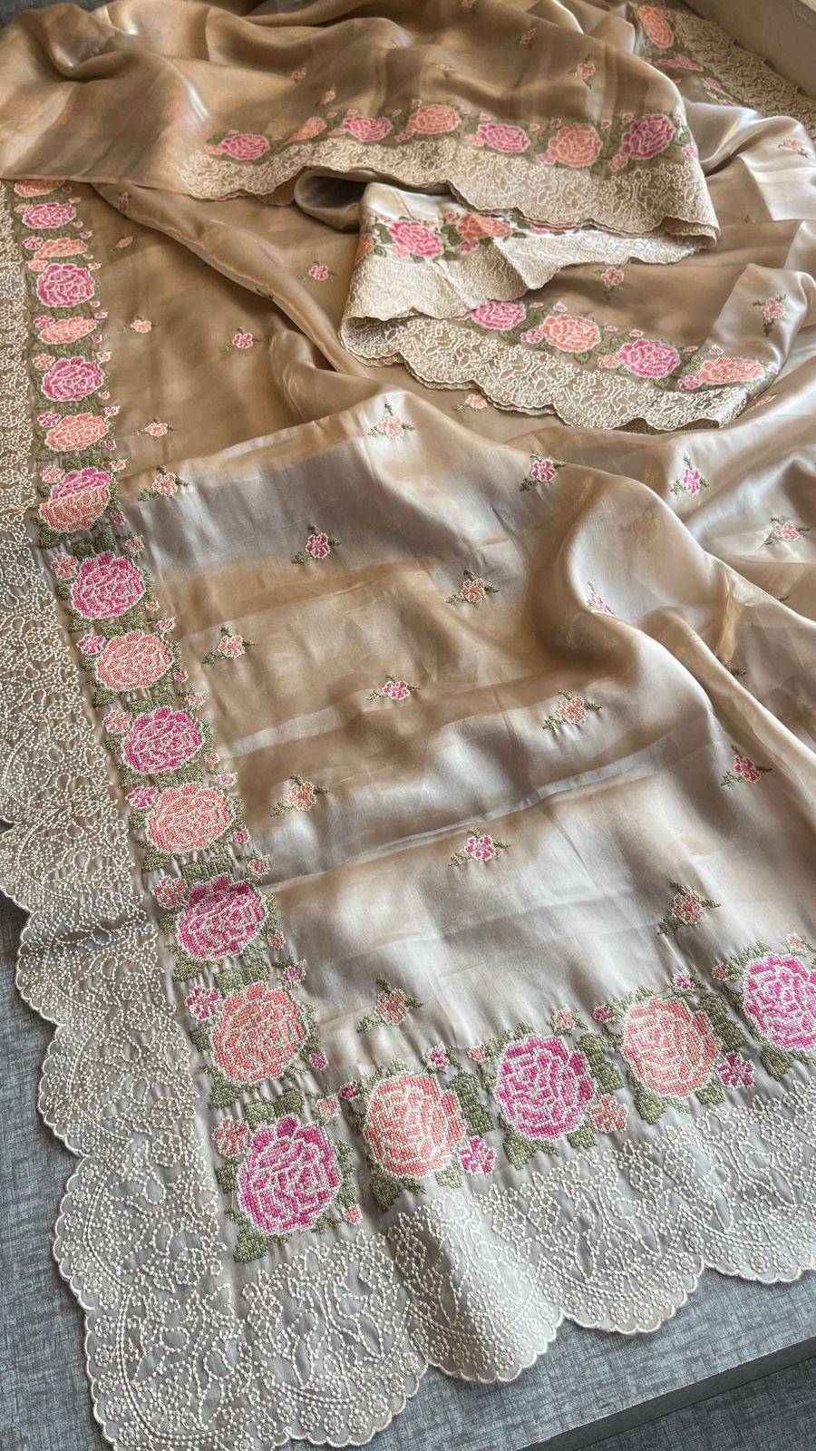 Pure Soft Tissue Silk Saree with Multithread Embroidery