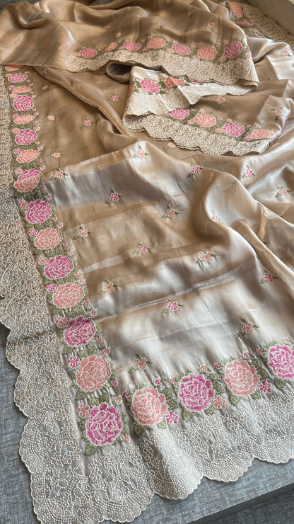 Pure Soft Tissue Silk Saree with Multithread Embroidery