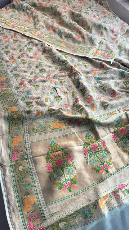 Pure Heavy Khaddi Georgette Banarasi Saree with Bandhani & Meena Weaving