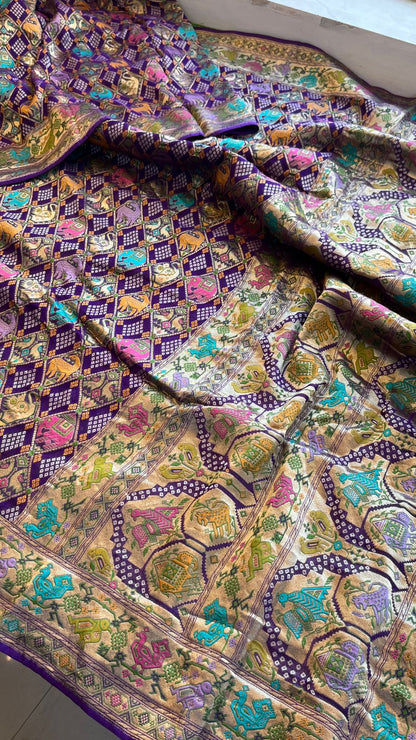 Pure Heavy Khaddi Georgette Banarasi Saree with Bandhani & Meena Weaving