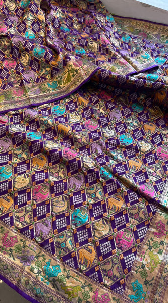 Pure Heavy Khaddi Georgette Banarasi Saree with Bandhani & Meena Weaving