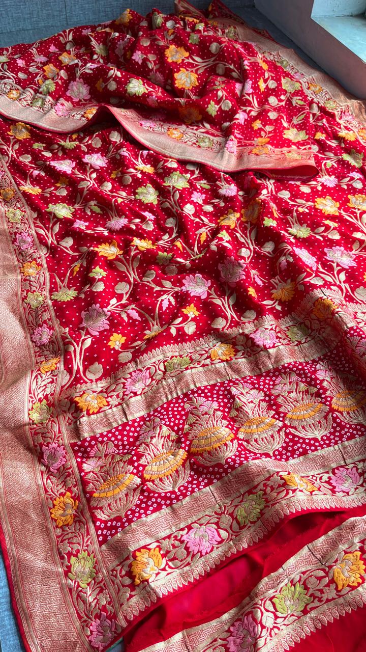 Pure Khaddi Georgette Saree with Meena Banarasi Weaving