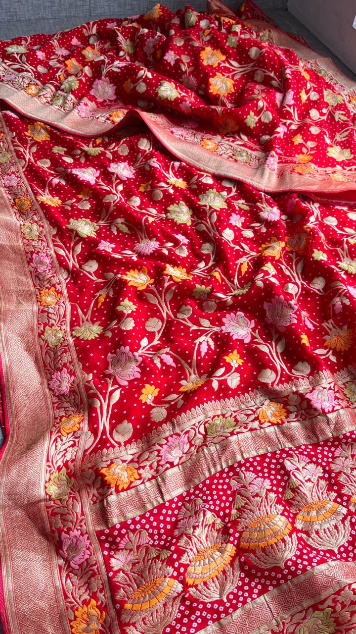 Pure Khaddi Georgette Saree with Meena Banarasi Weaving