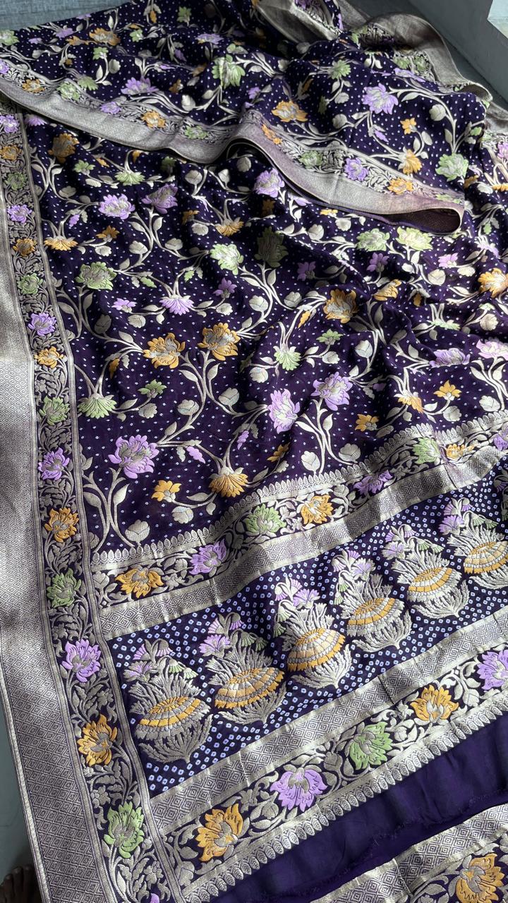 Pure Khaddi Georgette Saree with Meena Banarasi Weaving