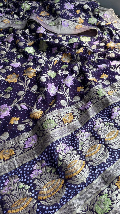 Pure Khaddi Georgette Saree with Meena Banarasi Weaving