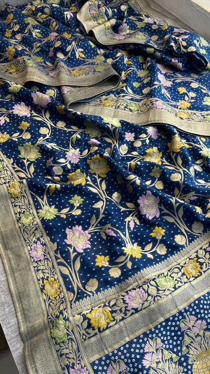 Pure Khaddi Georgette Saree with Meena Banarasi Weaving