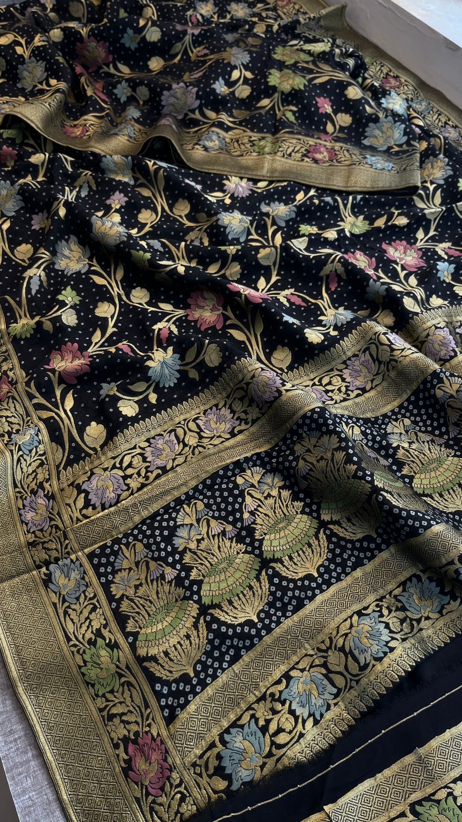 Pure Khaddi Georgette Saree with Meena Banarasi Weaving