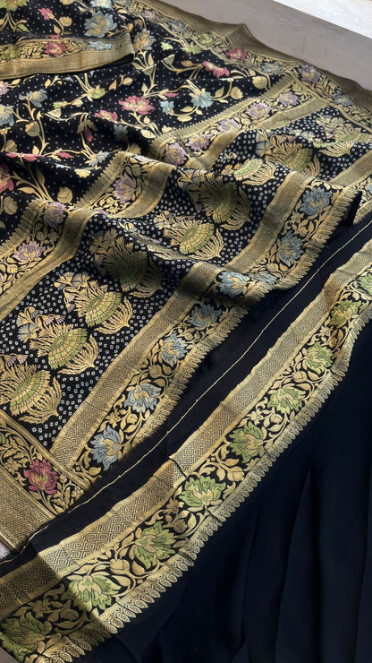 Pure Khaddi Georgette Saree with Meena Banarasi Weaving