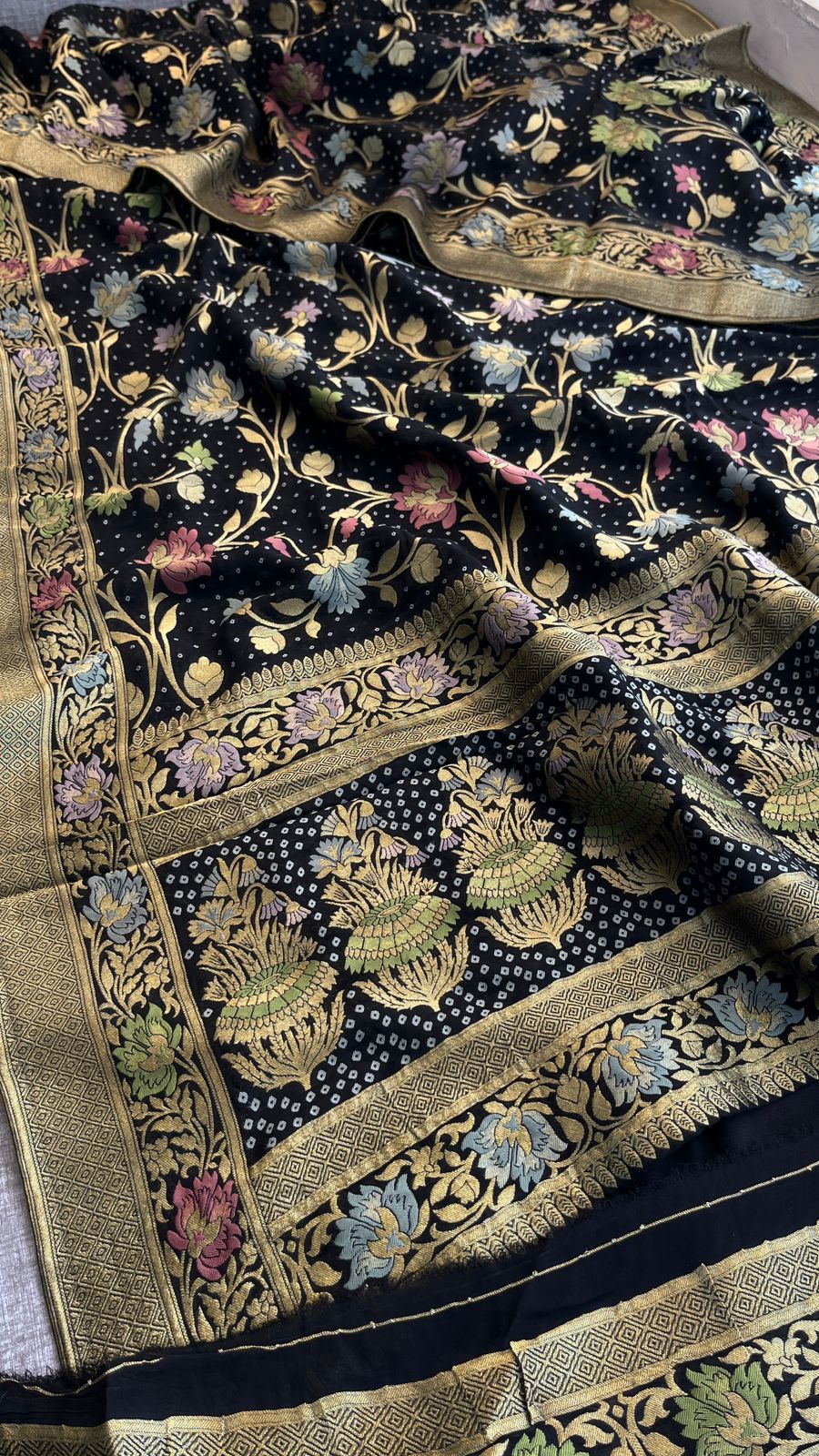 Pure Khaddi Georgette Saree with Meena Banarasi Weaving