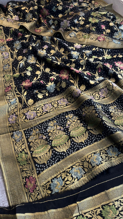 Pure Khaddi Georgette Saree with Meena Banarasi Weaving