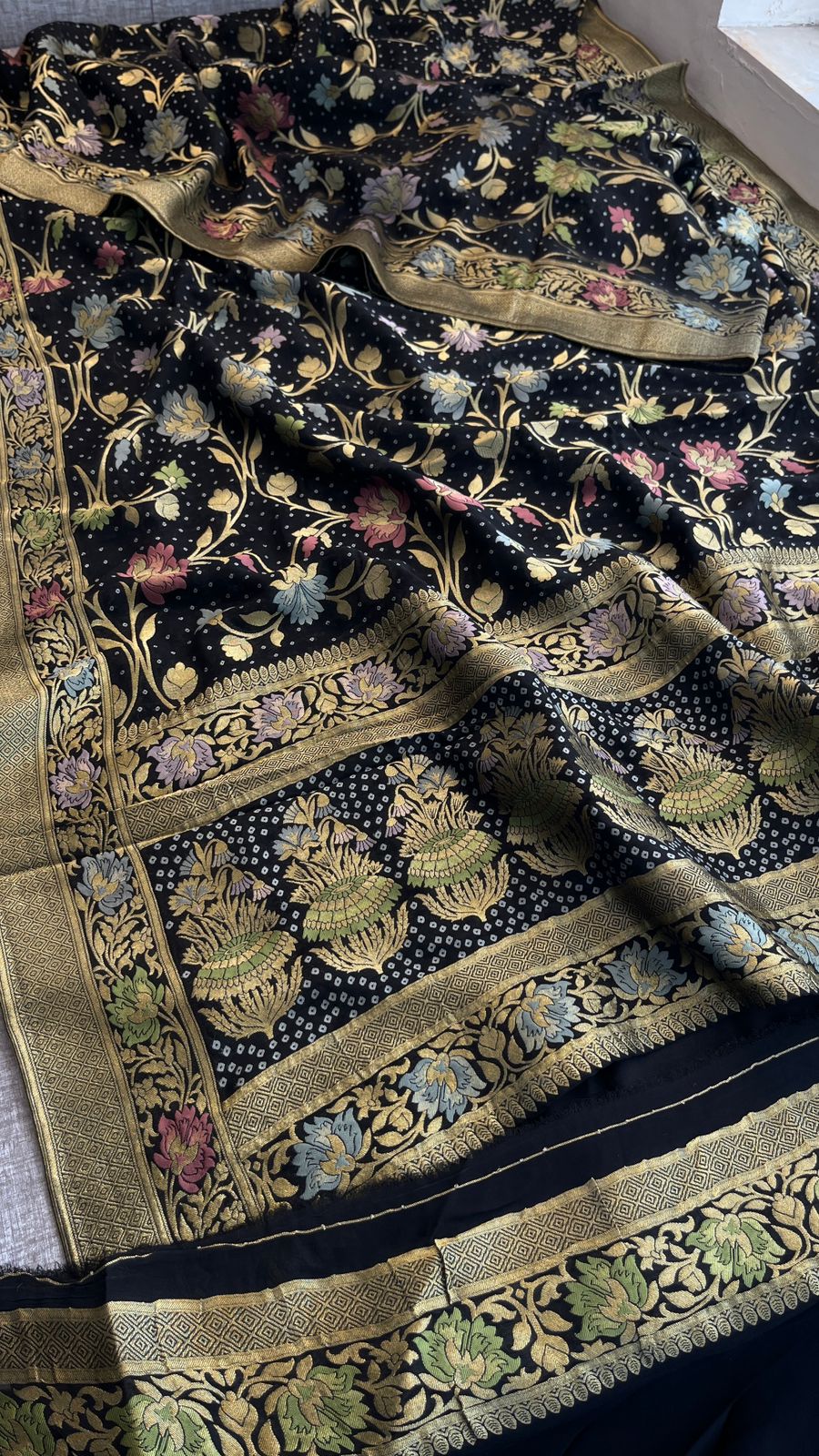 Pure Khaddi Georgette Saree with Meena Banarasi Weaving