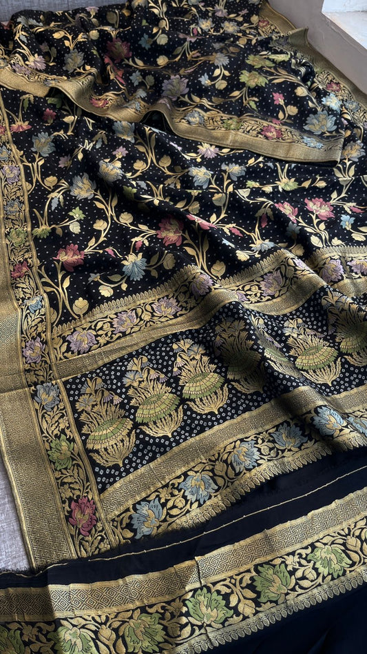 Pure Khaddi Georgette Saree with Meena Banarasi Weaving