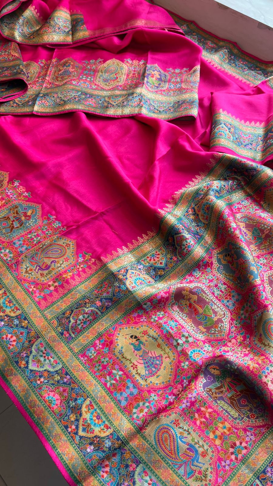 Pure Munga Tussar Silk Saree with Meena Banarasi Weaving