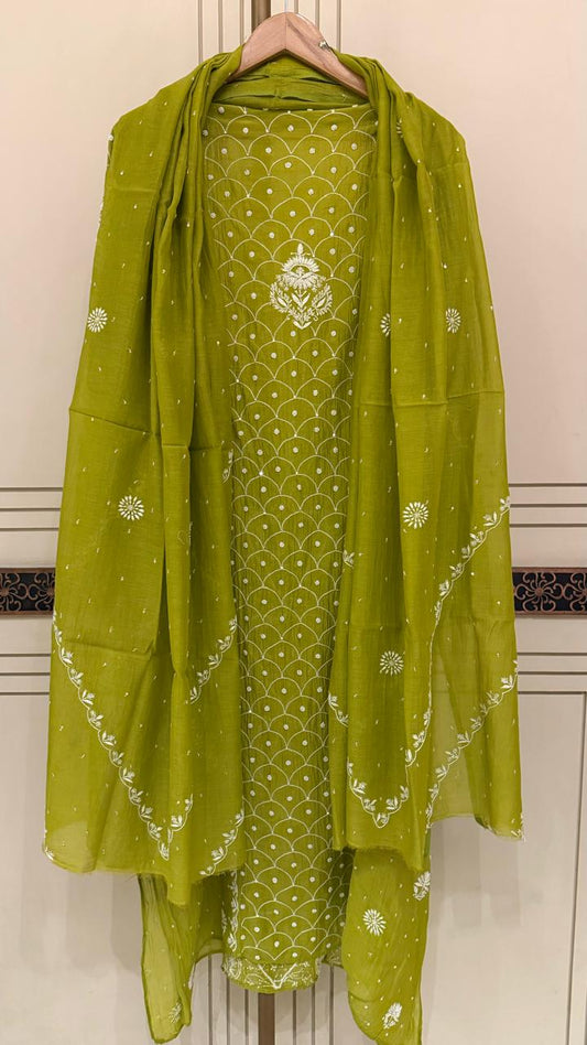 Exquisite Mul Chanderi Kurta Dupatta Set with Pearl & Sequin Detailing