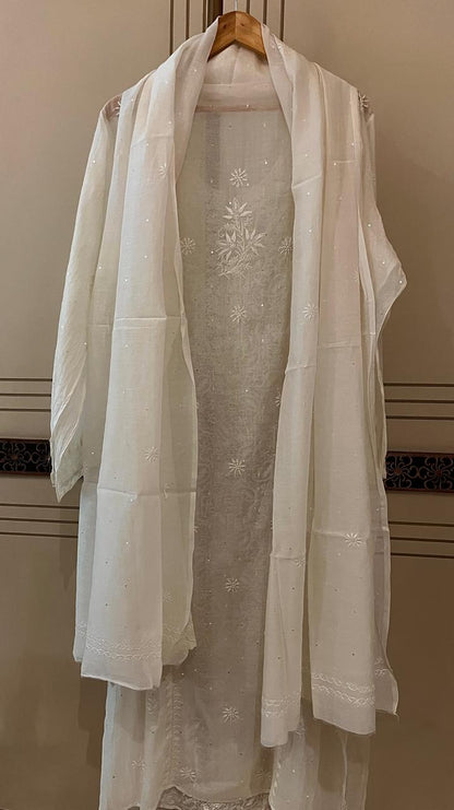 Dyeable Mul Chanderi Kurta Dupatta Set with Sequin & Katdana Work