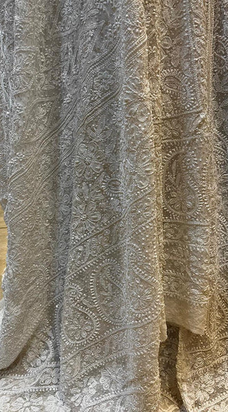 Dyeable Pure Georgette Lehenga Set with Pearl, Sequin & Katdana Embellishments