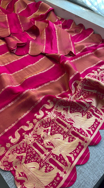 Pure Crepe Silk Saree with Zari Banarasi Weaving