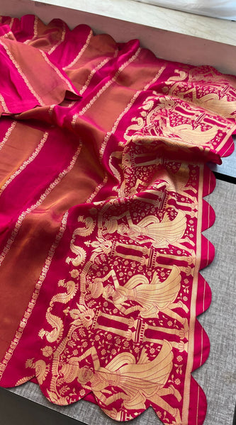 Pure Crepe Silk Saree with Zari Banarasi Weaving