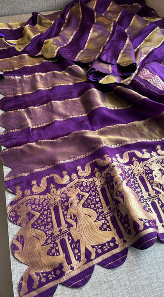 Pure Crepe Silk Saree with Zari Banarasi Weaving