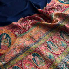 Pure Munga Tussar Silk Saree with Meena Banarasi Weaving