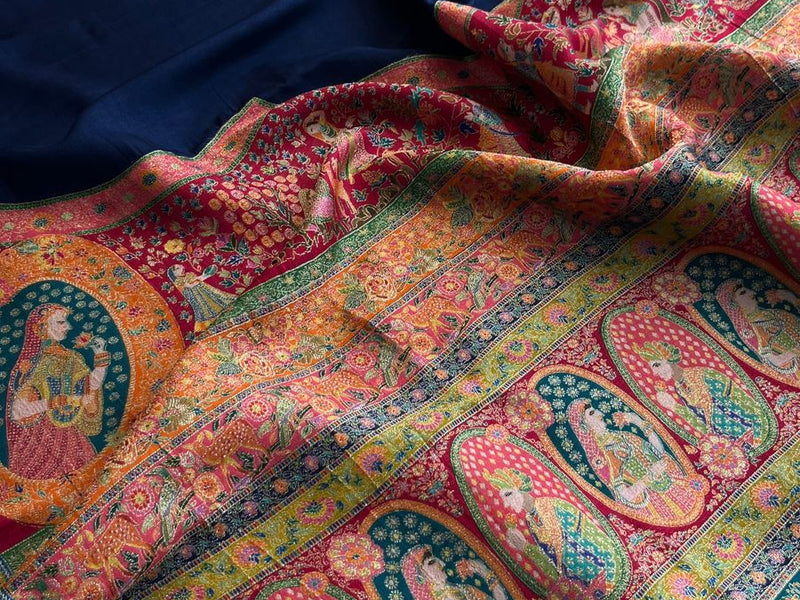 Pure Munga Tussar Silk Saree with Meena Banarasi Weaving