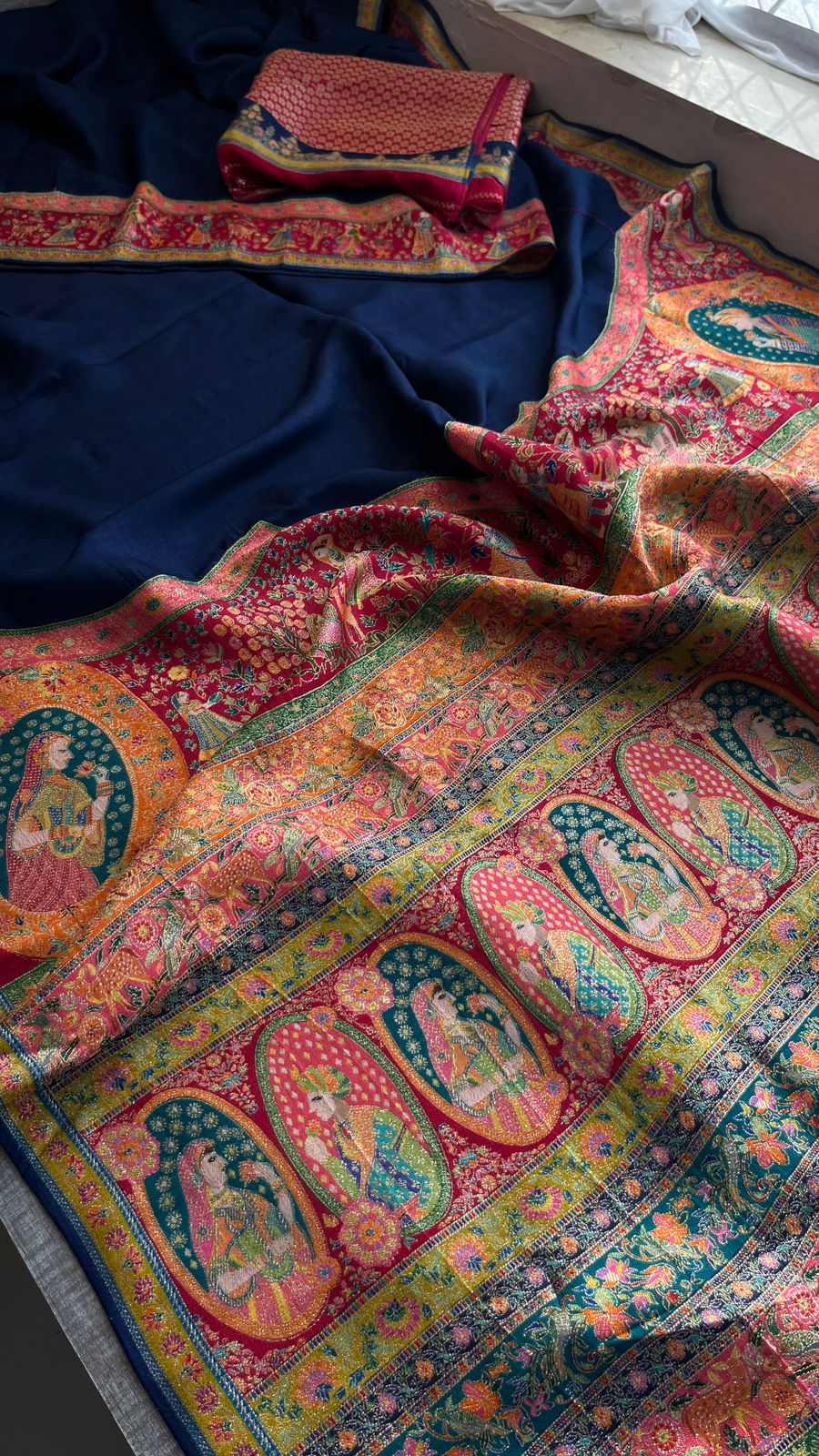 Pure Munga Tussar Silk Saree with Meena Banarasi Weaving