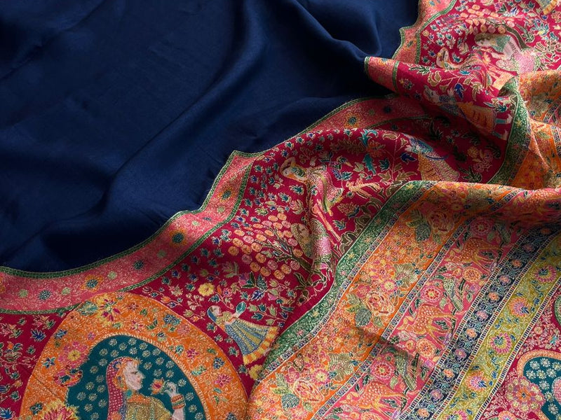 Pure Munga Tussar Silk Saree with Meena Banarasi Weaving