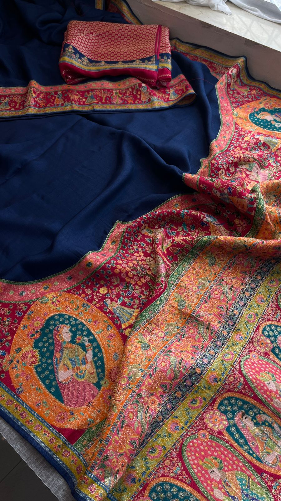 Pure Munga Tussar Silk Saree with Meena Banarasi Weaving
