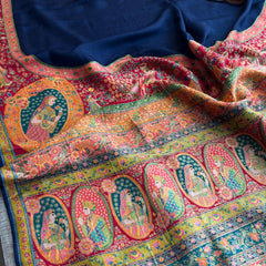 Pure Munga Tussar Silk Saree with Meena Banarasi Weaving