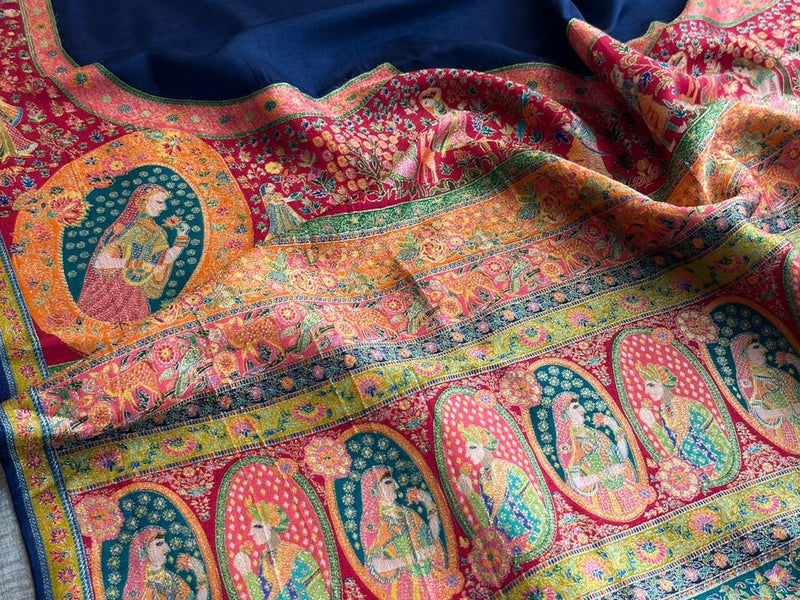 Pure Munga Tussar Silk Saree with Meena Banarasi Weaving