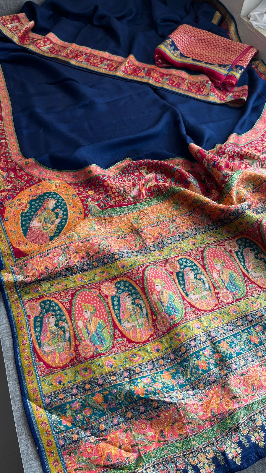 Pure Munga Tussar Silk Saree with Meena Banarasi Weaving
