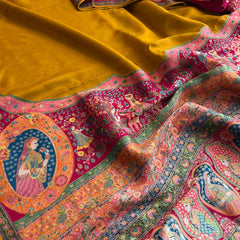 Pure Munga Tussar Silk Saree with Meena Banarasi Weaving