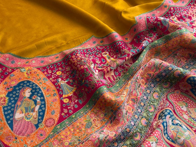 Pure Munga Tussar Silk Saree with Meena Banarasi Weaving