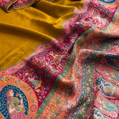 Pure Munga Tussar Silk Saree with Meena Banarasi Weaving