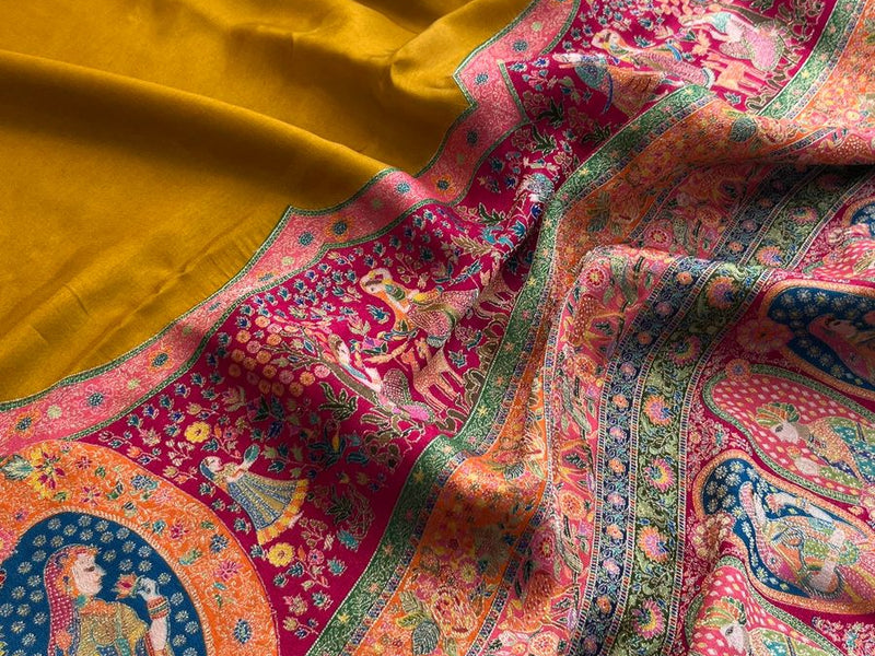 Pure Munga Tussar Silk Saree with Meena Banarasi Weaving