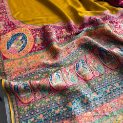 Pure Munga Tussar Silk Saree with Meena Banarasi Weaving