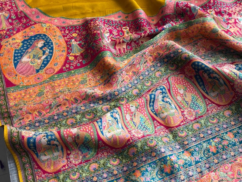 Pure Munga Tussar Silk Saree with Meena Banarasi Weaving