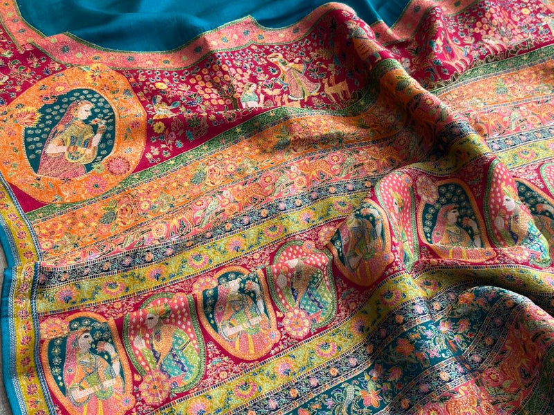 Pure Munga Tussar Silk Saree with Meena Banarasi Weaving