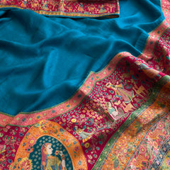 Pure Munga Tussar Silk Saree with Meena Banarasi Weaving