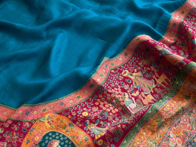 Pure Munga Tussar Silk Saree with Meena Banarasi Weaving