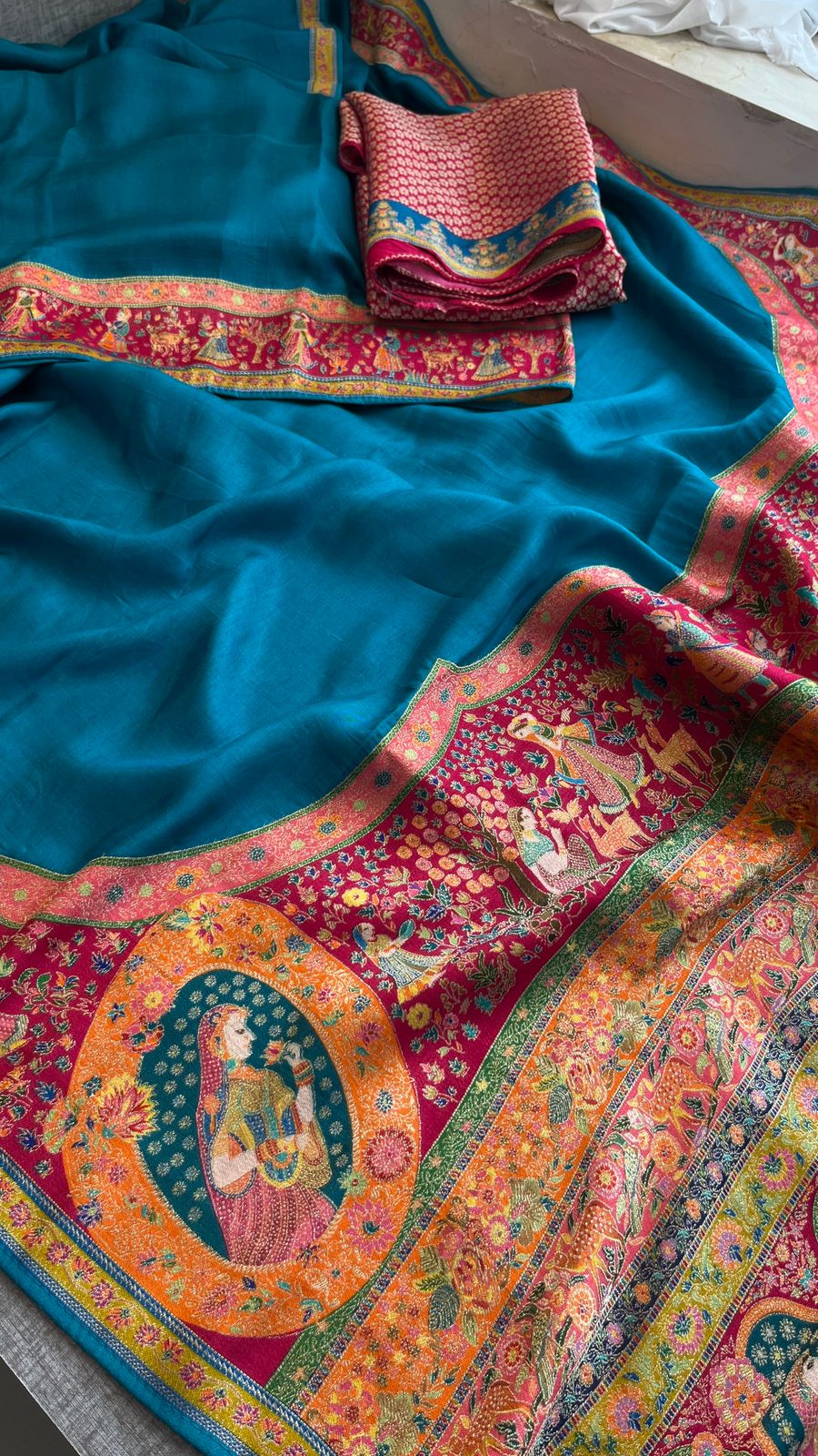Pure Munga Tussar Silk Saree with Meena Banarasi Weaving