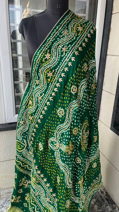 Pure Gajji Silk Dupatta with Authentic Handcrafted Gotta Patti Work